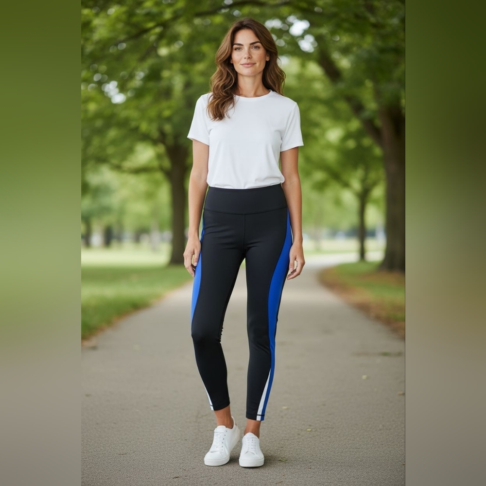 Lululemon Black and Blue Colorblock Leggings